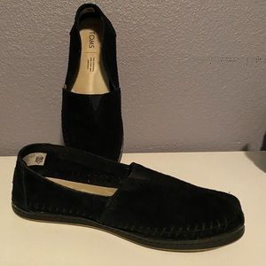 TOMS Black Suede Leather Wrapped Classic Size 7.5